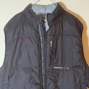 Cinch Tech Reversible Vest Men's XXL Black Gray Down Feather Insulated Zip‎